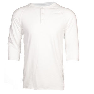 Men's Three Quarter Sleeve Cotton Henley White